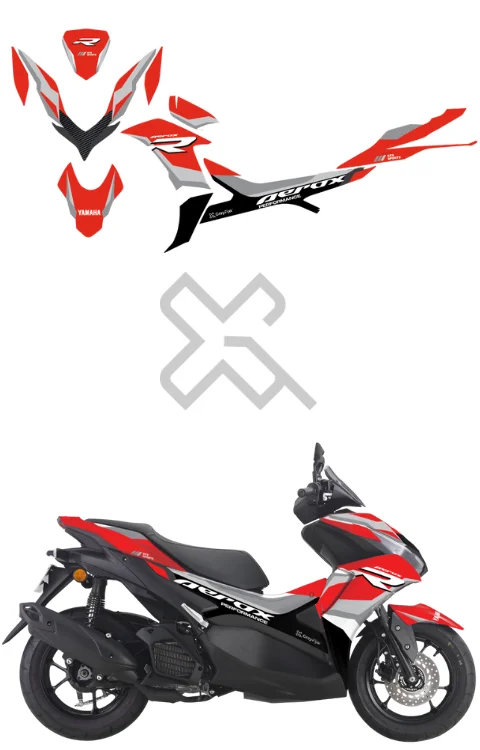 R Edition Full Body Sticker Compatible with Aerox 155 | Made In Premium Gloss Vinyl With FPF(Fade Protection Film), Water Proof, Precut Sticker, Pack Of 1 Compatible with Both Side